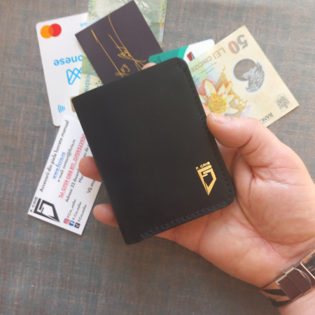 Portofele casual - Portofel pentru buletin tip card , din piele naturală, crazy horse