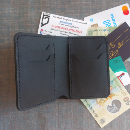Portofel pentru buletin tip card , din piele naturală, crazy horse [5]