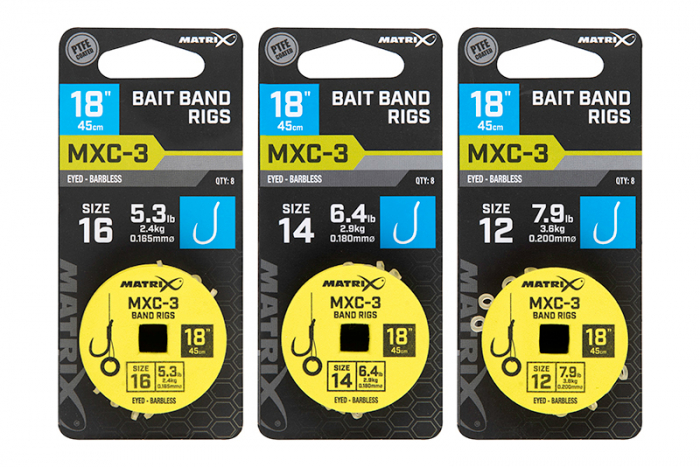 Riguri Matrix MXC-3 Barbless X-Strong Bait Band Rigs 45cm 8buc/rola [2]