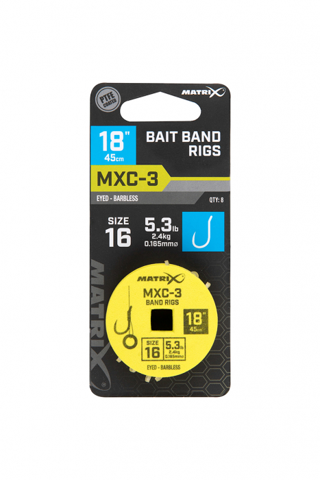 Riguri Matrix MXC-3 Barbless X-Strong Bait Band Rigs 45cm 8buc/rola [1]