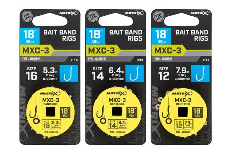Riguri Matrix MXC-3 Barbless X-Strong Bait Band Rigs 45cm 8buc/rola [1]