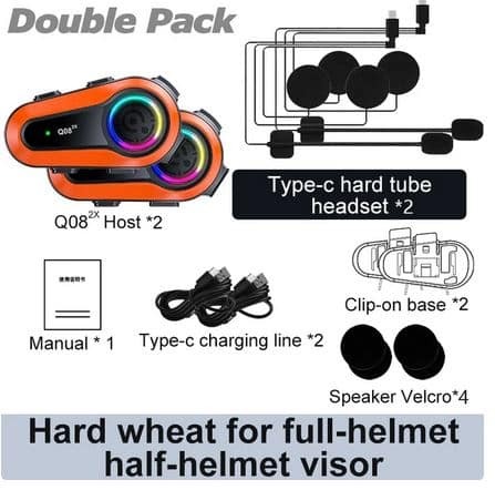 Intercom Sistem Comunicare Moto Offroad 4x4 Ski Wifi Q08 2x - Set 2 Bucati [7]