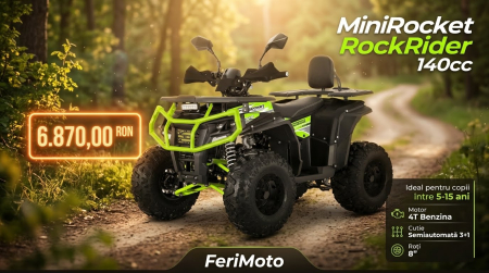 Atv - Atv 140cc Mini Rocket RockRider 8" semi-automat 4T benzina viteze 3+1 Negru
