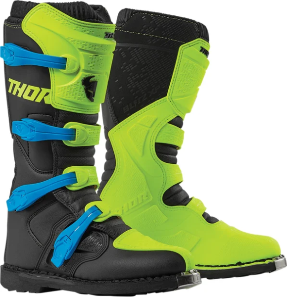 Cizme / Sosete - Cizme Moto, Thor Blitz, verde negru, marime 44.5