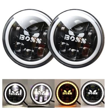 4x4 Auto - Set Faruri Cu Lupa 7" | 17.8 Cm Cu Led Si Angel Eyes | Semnalizari Boss