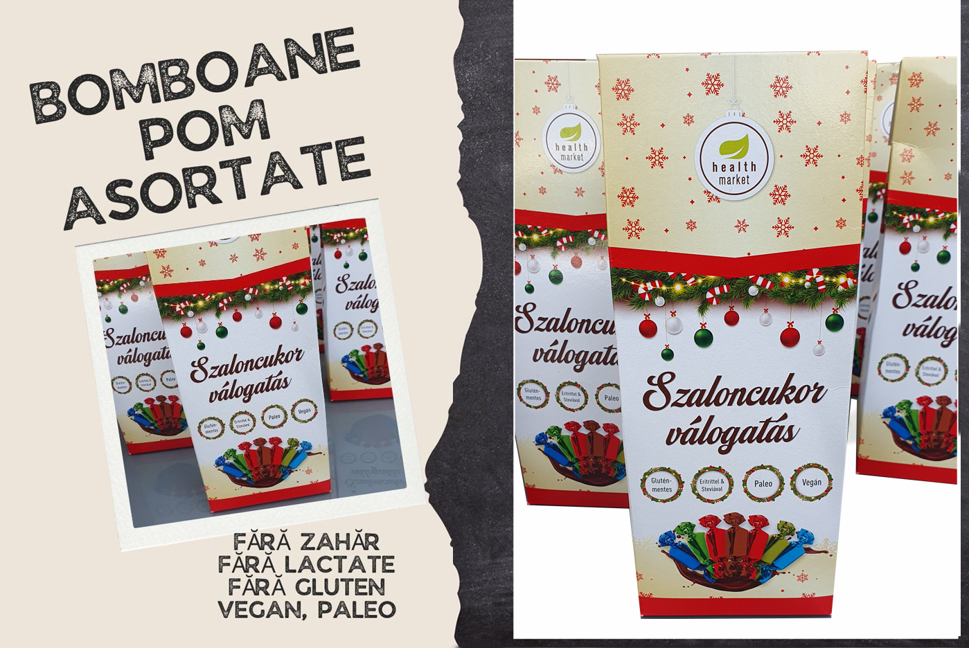 Selecție de Bomboane Pom cu lapte de cocos și îndulcitori naturali