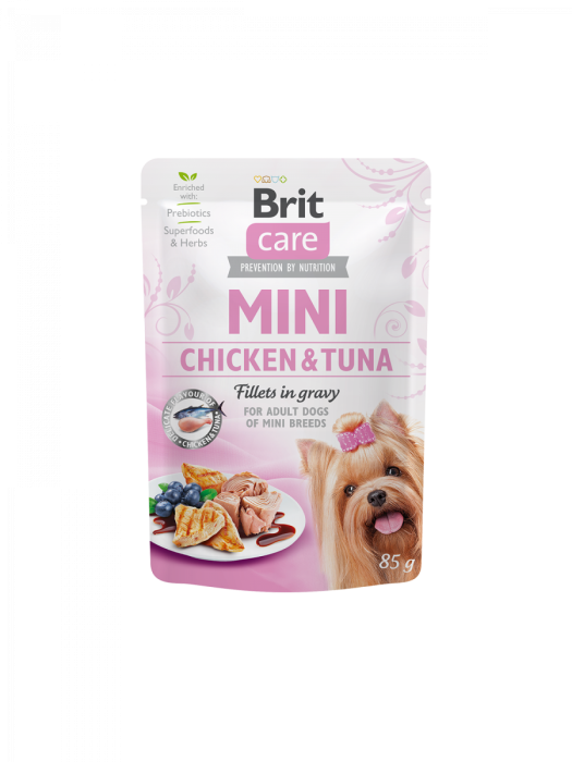 Brit Care Mini hrană umedă pentru câini cu pui și ton in sos 85g [1]