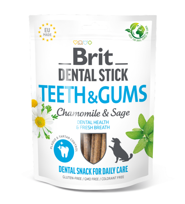 Brit Dental Stick Teeth & Gums with Chamomile & Sage​, recompense pentru câini [1]