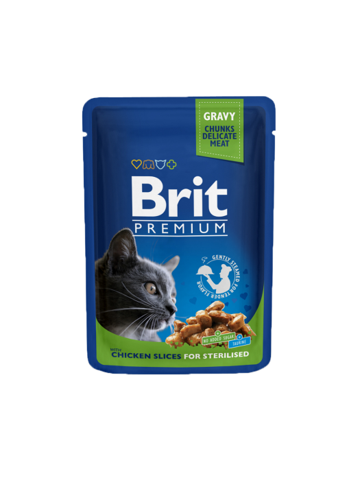 Brit Premium hrană umedă pentru pisici sterilizate cu pui [1]