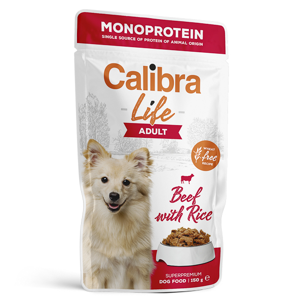Calibra Dog Life hrană umedă pentru câini cu vită și orez 150g [1]