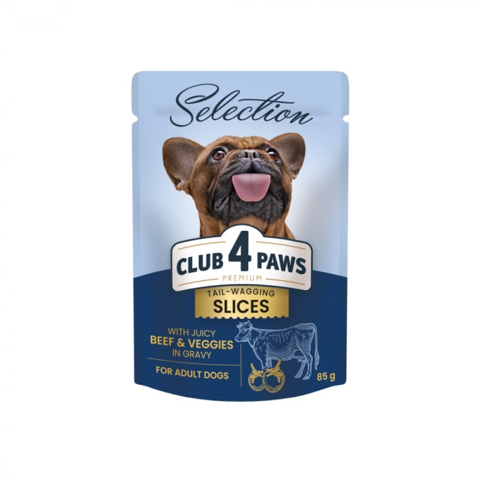 Club 4 Paws Premium Plus Selection Hrana pentru caini adulti de talie mica -Bucati de vita si legume in sos [1]
