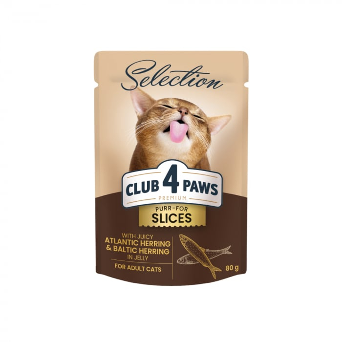 Club 4 Paws Premium Plus Selection Hrana umeda pentru pisici - Bucati de hering Baltic & Atlantic in jeleu [1]