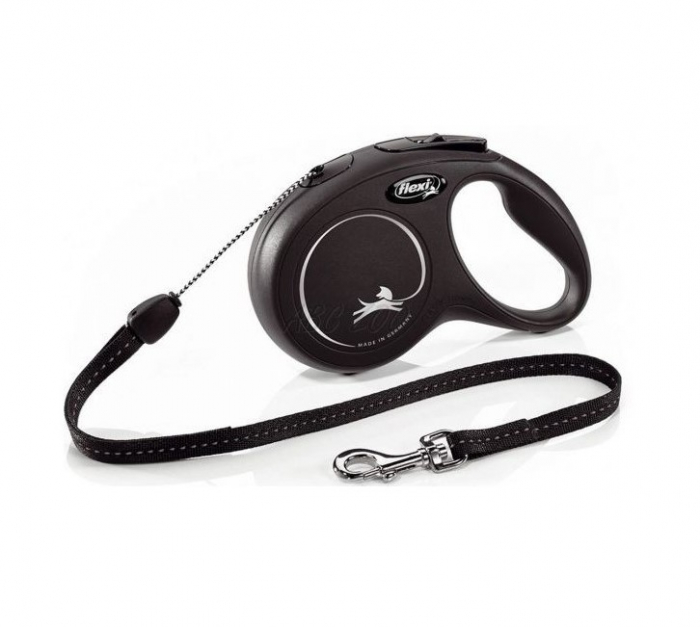 Lesă retractabilă Flexi clasic, șnur 5m/20kg, M negru [1]