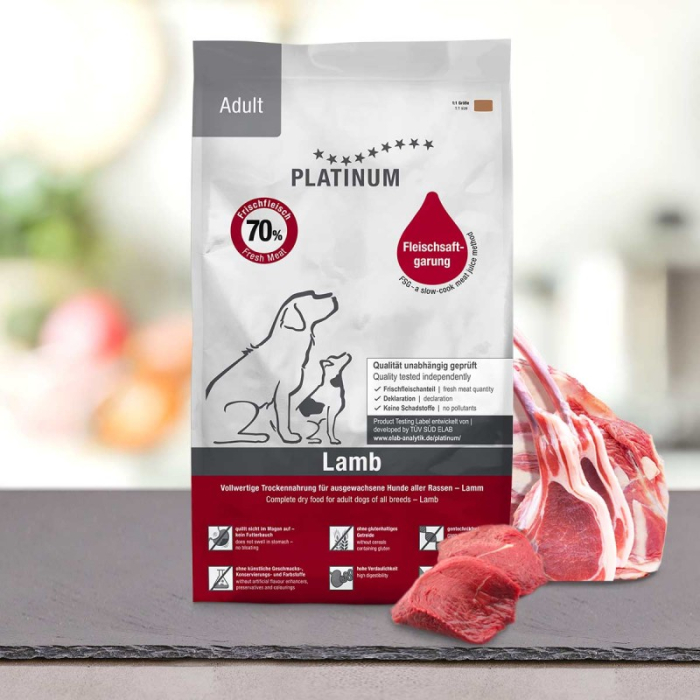 Platinum Adult Lamb & Rice hrană semiuscată pentru câini 5kg [1]