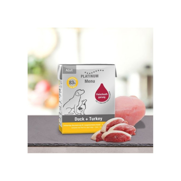Platinum Menu Duck & Turkey - hrană umedă premium pentru câini adulți 185g [1]