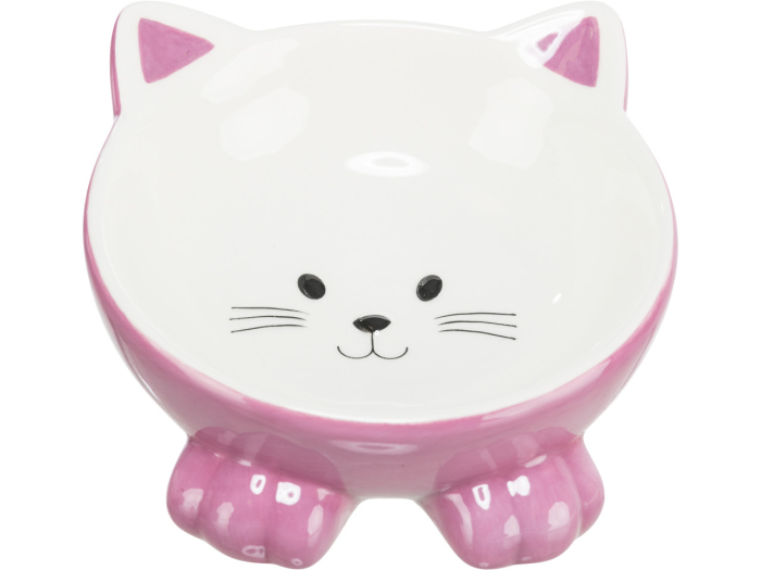Trixie Castron Ceramic Pentru Pisici, Ridicat, Forma Ergonomica, 0.15 l/14 cm, Diferite Culori [1]