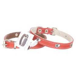 Zgardă piele pentru câini 1.5 cm/35 cm, roșu [1]