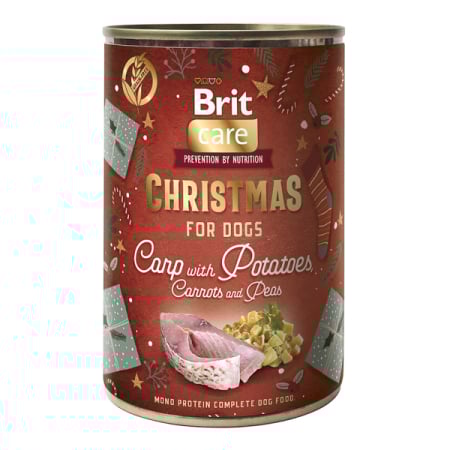 CHRISTMAS SHOP - Brit Care Dog Christmas Selection conserva pentru caini cu Crap  400 g