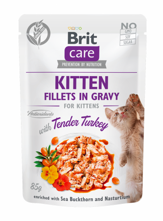 Hrană umedă - Brit Care Kitten hrană umedă pentru pisoi cu curcan, 85 g