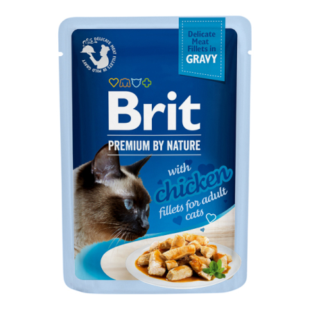Hrană umedă - Brit Premium Cat Delicate, hrană umedă pentru pisici cu pui în sos, 85g
