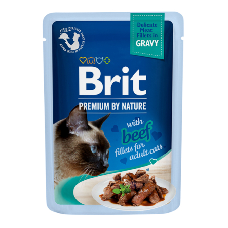 Pisici - Brit Premium Cat Delicate, hrană umedă pentru pisici cu vită în sos, 85g