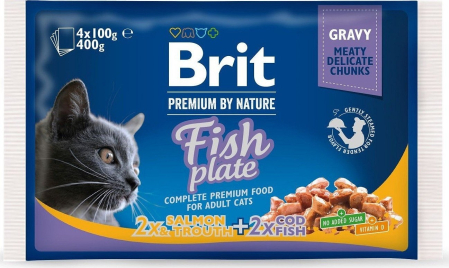 Hrană & Recompense - Brit Premium Fish Plate hrană umedă pt pisici 4x100g