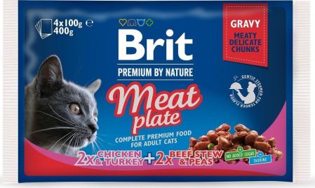 Hrană & Recompense - Brit Premium Meat Plate hrană umedă pt pisici 4x100g
