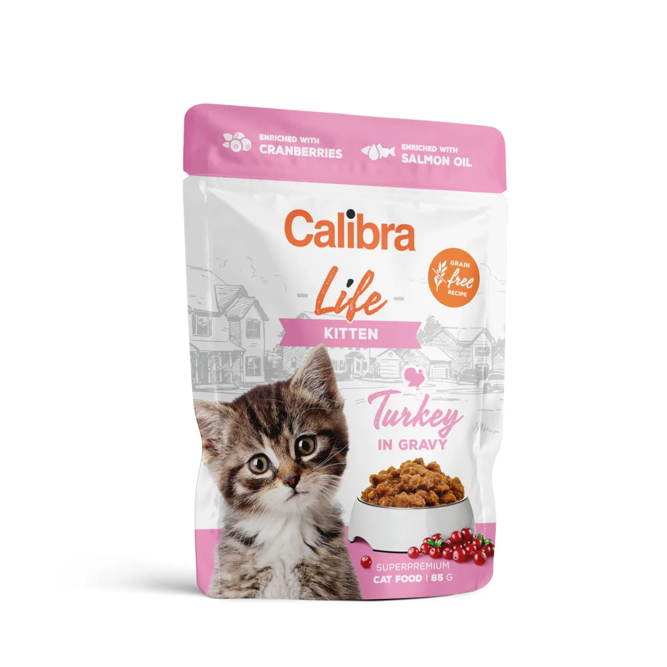 Hrană umedă - Calibra Cat Life Kitten hrană umedă pentru pisoi cu curcan 85g