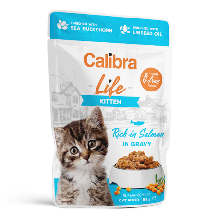 Pisici - Calibra Cat Life Kitten hrană umedă pentru pisoi cu somon 85g