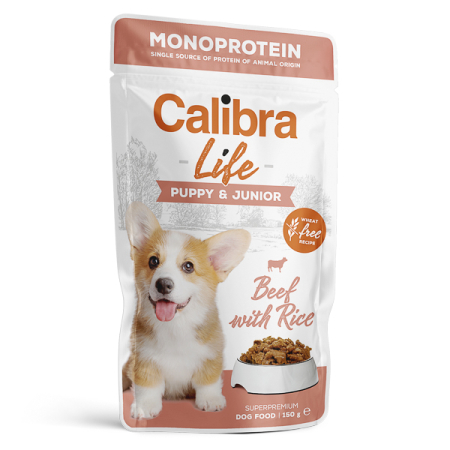 Dog OUTLET - Calibra Dog Life hrană umedă pentru căței cu vită și orez 150g