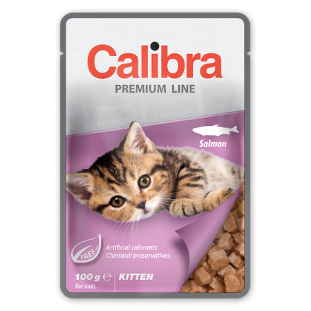 Pisici - Calibra Premium Kitten, hrană umedă pentru pisoi cu somon 100g