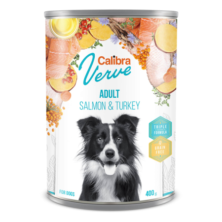 Hrană umedă - Calibra Verve Salmon & Turkey hrană umedă pentru câini 400g