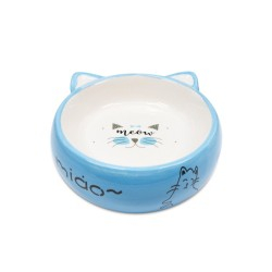 Castroane & Adăpătoare - Castron albastru din ceramică pentru pisici, 110 ml