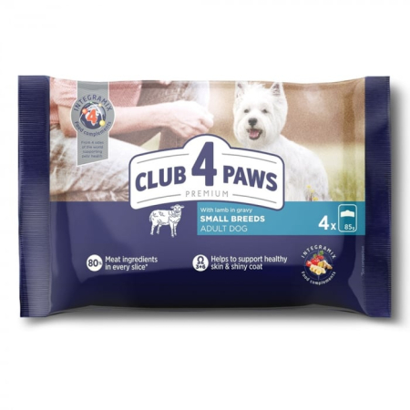 Hrană umedă - Club 4 Paws hrană umedă pentru câini cu miel,set 4x85g