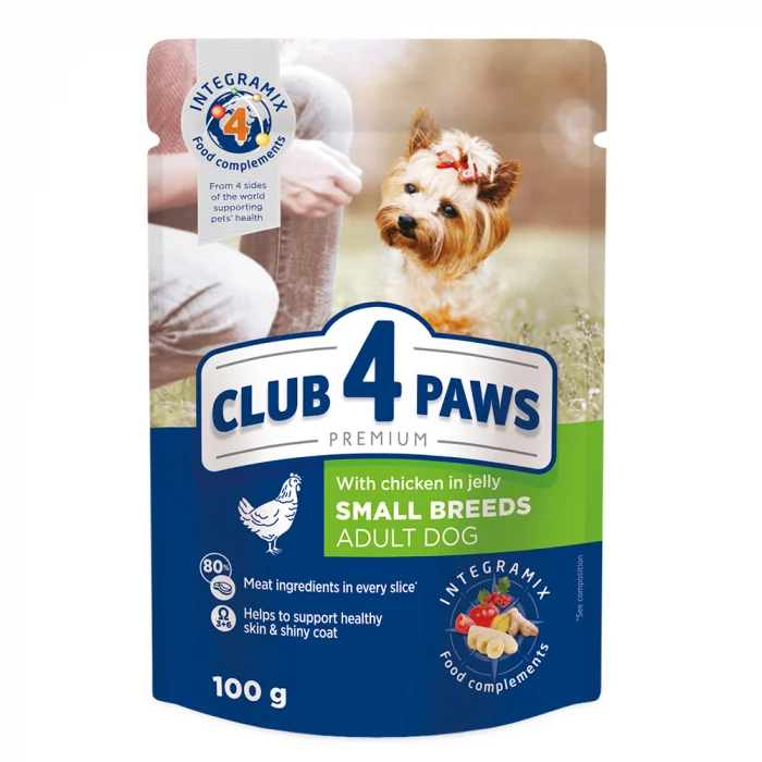 Hrană & Recompense - Club 4 Paws Hrană umedă pentru câini de talie mică cu pui în jeleu, 100g