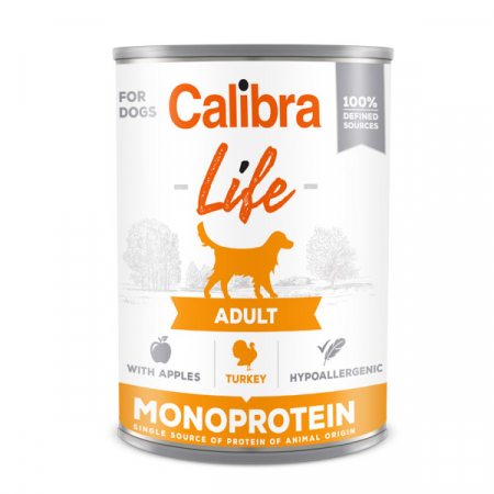 Hrană umedă - Conservă pentru caini Calibra Dog Life Adult conservă cu curcan, 400 g