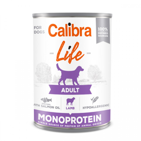 Hrană umedă - Conservă pentru caini Calibra Dog Life Adult cu miel, 400 g