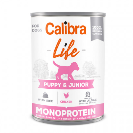PUPPY SHOP - Conservă pentru caini Calibra Dog Life Puppy&Junior cu pui și orez, 400 g