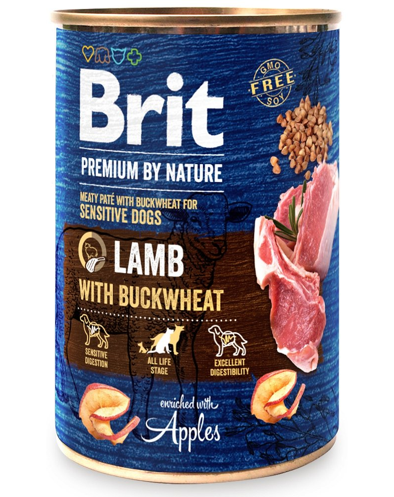 Hrană umedă pentru câini Brit Premium by Nature cu miel, 400g