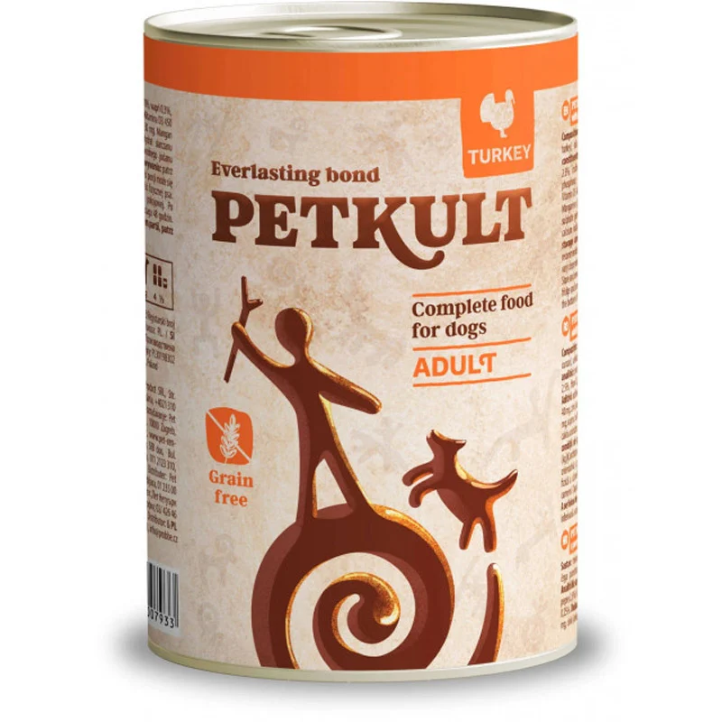 Hrană umedă - Hrana umeda pentru caini Petkult Adult cu curcan 400 g