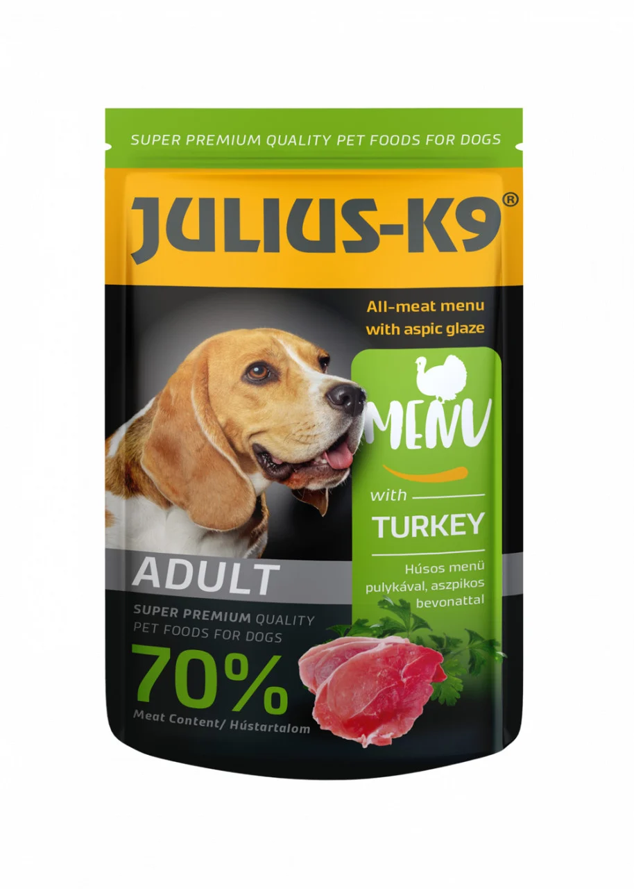 % PROMOȚII - Julius K9 Hrană umedă pentru câini cu curcan, 125g