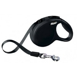 Lesă - Lesă retractabilă Flexi compact banda pentru câini, 5 m/50 kg, L negru