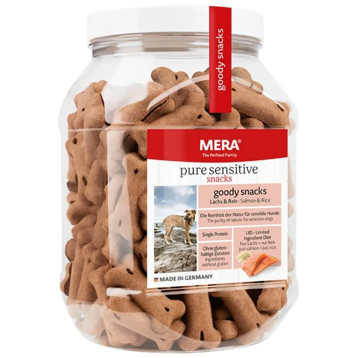 Recompense & Snack - Mera recompense Biscuiti pentru câini cu somon și orez , 600g