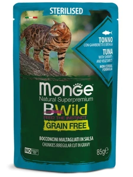 Hrană umedă - Monge BWild Grain Free Sterilised cu ton 85g