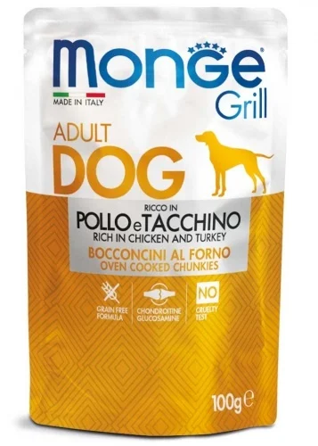 Hrană umedă - Monge Grill Dog Chicken & Turkey 100g