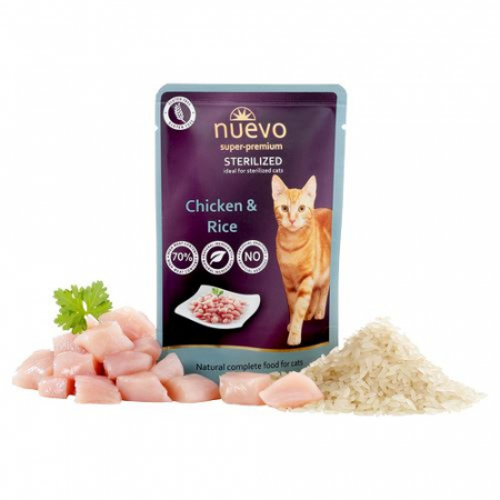 Hrană & Recompense - Nuevo Cat plic Sterilized Pui si Orez, 85g