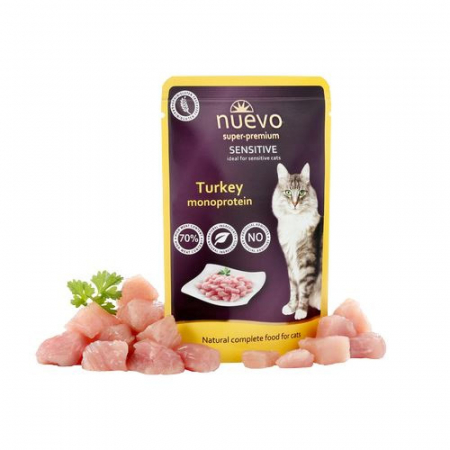Hrană & Recompense - Nuevo Cat plic Sensitive cu Curcan, 85g
