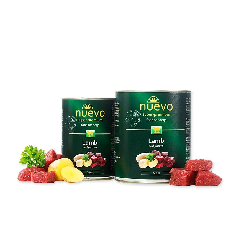 Nuevo Dog Superpremium hrană umedă pentru câini cu miel, 400g