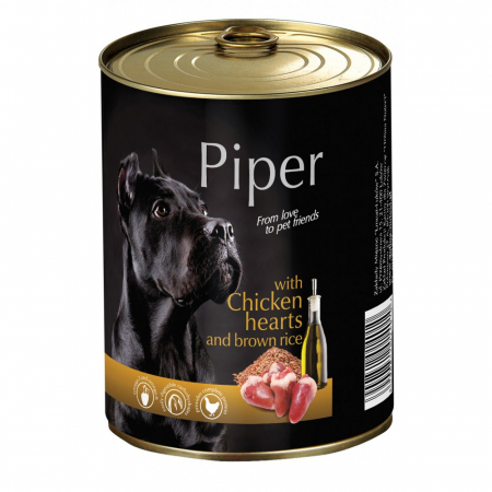 Hrană umedă - Piper Adult conservă pentru câini cu inimi de pui și orez brun, 400 g