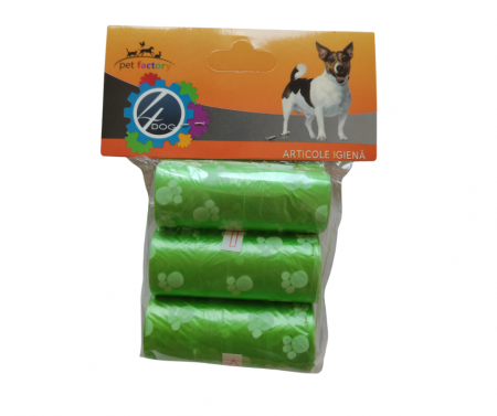 Pungi igienice & Suport - Pungi igienice pentru câini, verde cu lăbuțe, 3 buc
